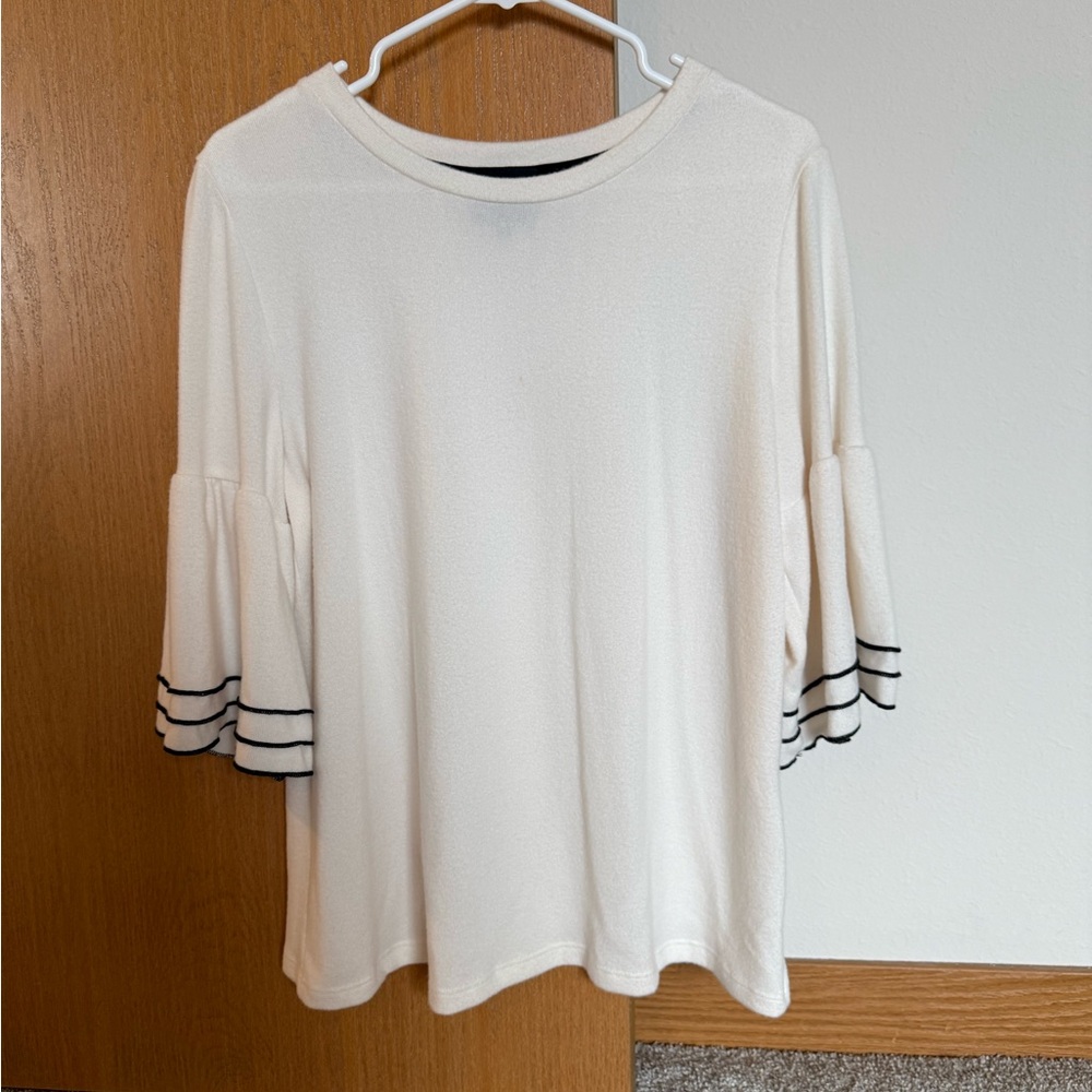 W5 Cream Blouse with Black Accents